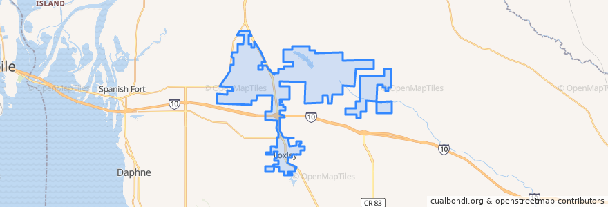 Mapa de ubicacion de Loxley.