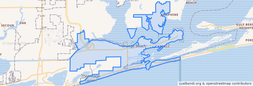 Mapa de ubicacion de Orange Beach.