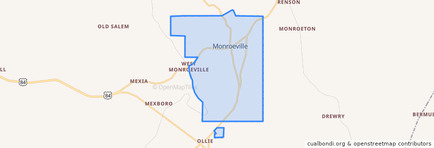 Mapa de ubicacion de Monroeville.