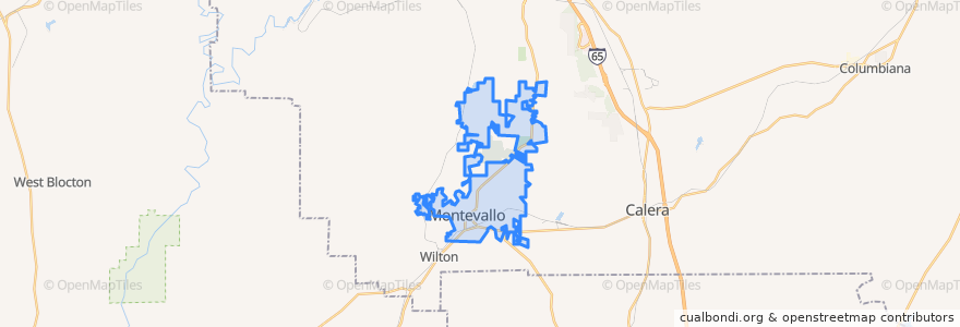 Mapa de ubicacion de Montevallo.