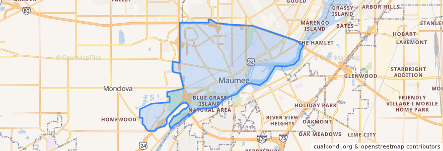 Mapa de ubicacion de Maumee.