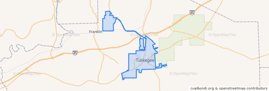 Mapa de ubicacion de Tuskegee.