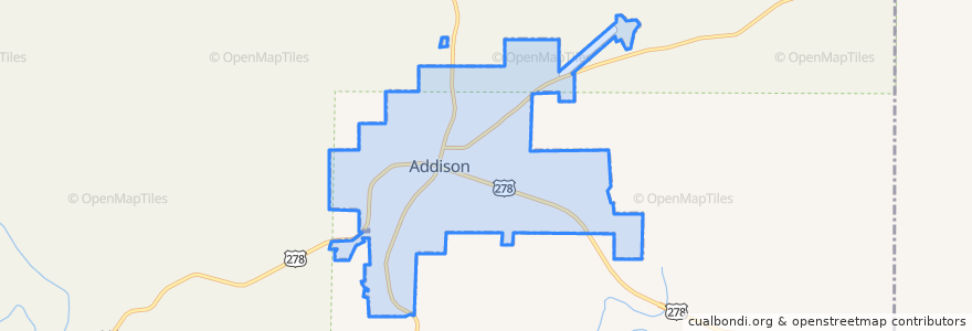 Mapa de ubicacion de Addison.