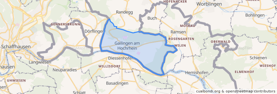 Mapa de ubicacion de Gailingen am Hochrhein.