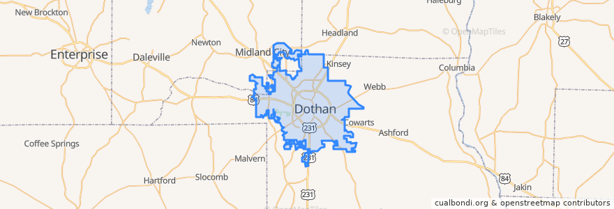 Mapa de ubicacion de Dothan.