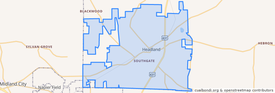 Mapa de ubicacion de Headland.