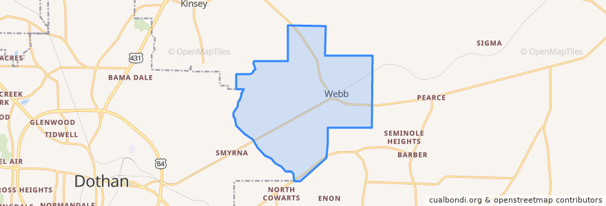 Mapa de ubicacion de Webb.