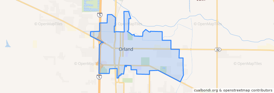 Mapa de ubicacion de Orland.