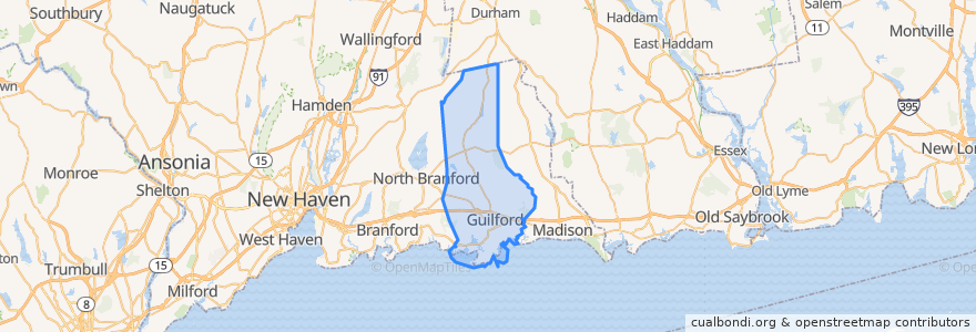 Mapa de ubicacion de Guilford.