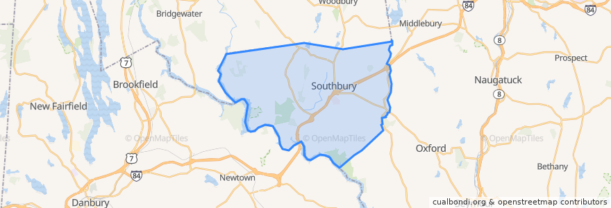 Mapa de ubicacion de Southbury.