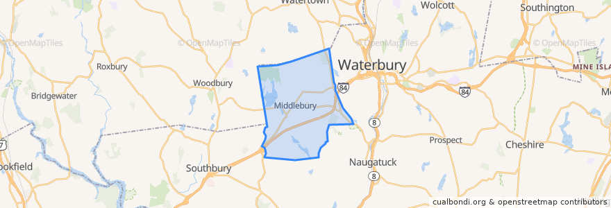 Mapa de ubicacion de Middlebury.