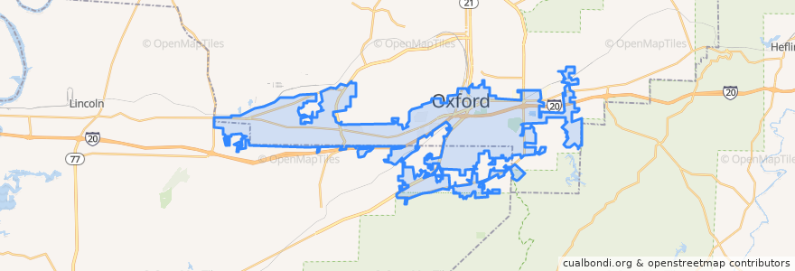 Mapa de ubicacion de Oxford.