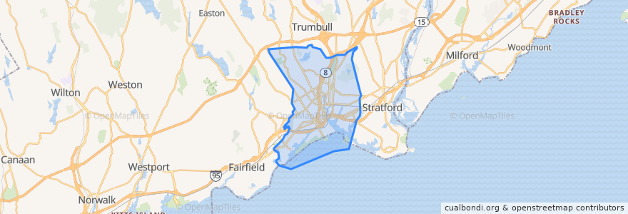 Mapa de ubicacion de Bridgeport.