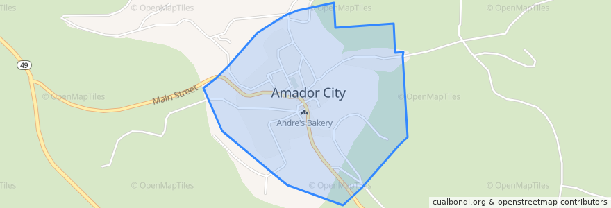 Mapa de ubicacion de Amador City.