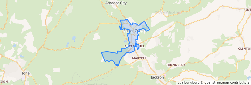 Mapa de ubicacion de Sutter Creek.