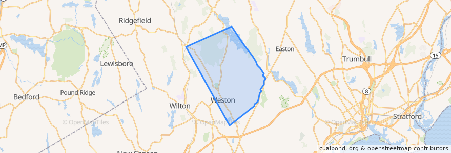 Mapa de ubicacion de Weston.