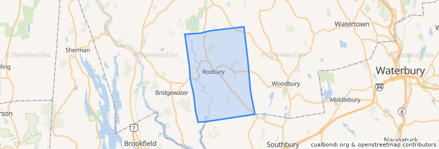 Mapa de ubicacion de Roxbury.