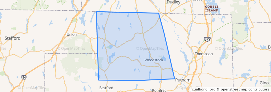 Mapa de ubicacion de Woodstock.