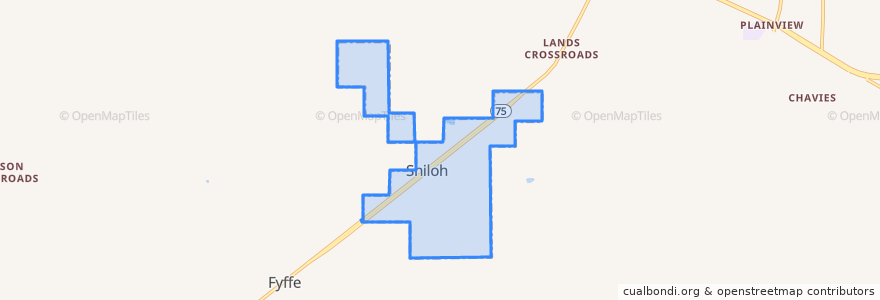 Mapa de ubicacion de Shiloh.