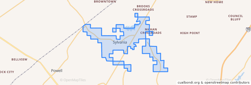 Mapa de ubicacion de Sylvania.