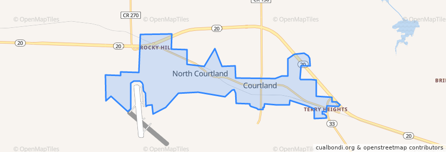 Mapa de ubicacion de Courtland.