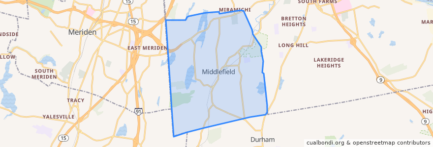 Mapa de ubicacion de Middlefield.