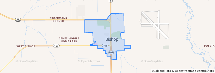 Mapa de ubicacion de Bishop.