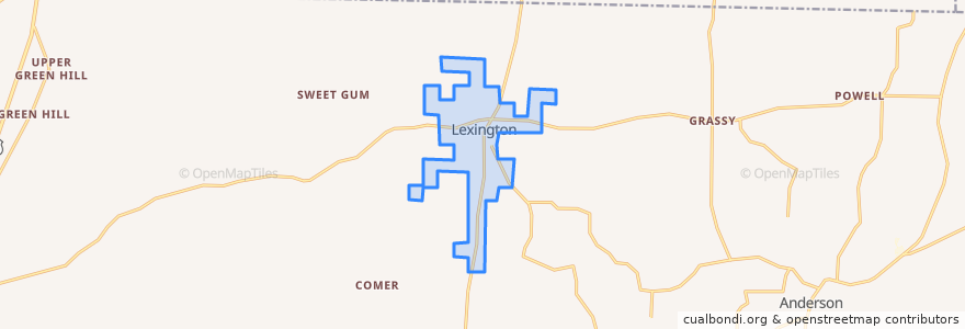 Mapa de ubicacion de Lexington.