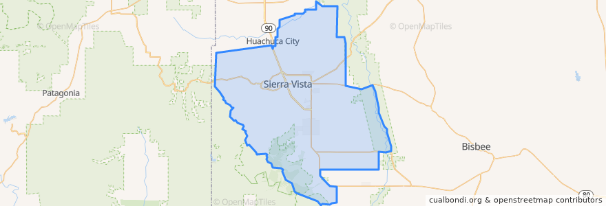 Mapa de ubicacion de Sierra Vista.