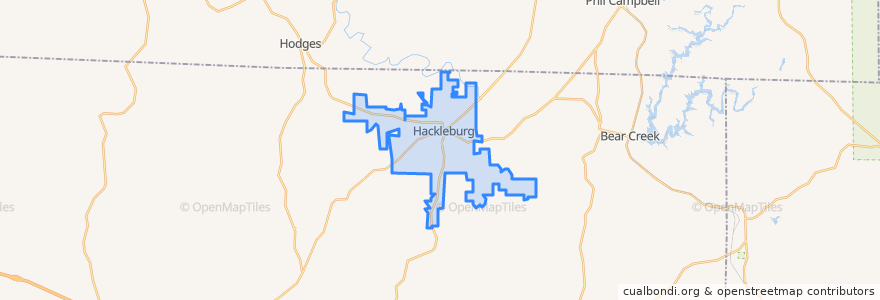 Mapa de ubicacion de Hackleburg.