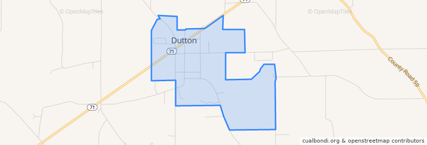 Mapa de ubicacion de Dutton.