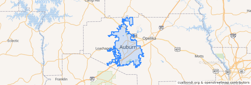 Mapa de ubicacion de Auburn.