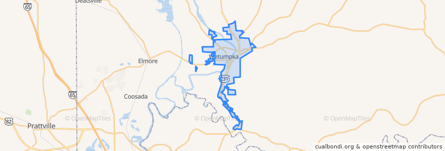 Mapa de ubicacion de Wetumpka.