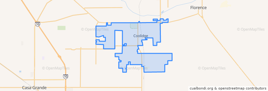 Mapa de ubicacion de Coolidge.