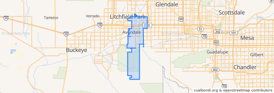 Mapa de ubicacion de Avondale.