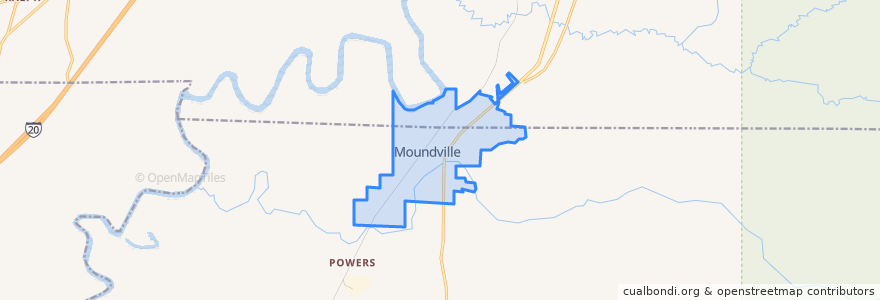 Mapa de ubicacion de Moundville.