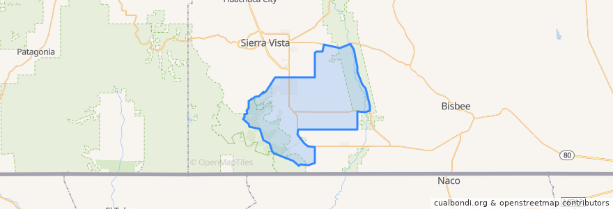 Mapa de ubicacion de Sierra Vista Southeast.