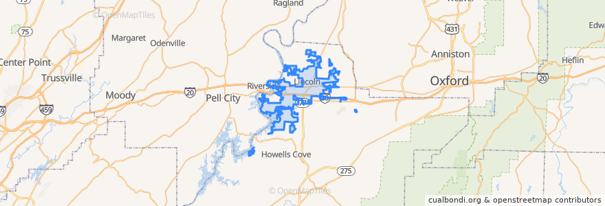 Mapa de ubicacion de Lincoln.