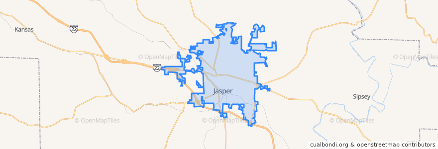 Mapa de ubicacion de Jasper.