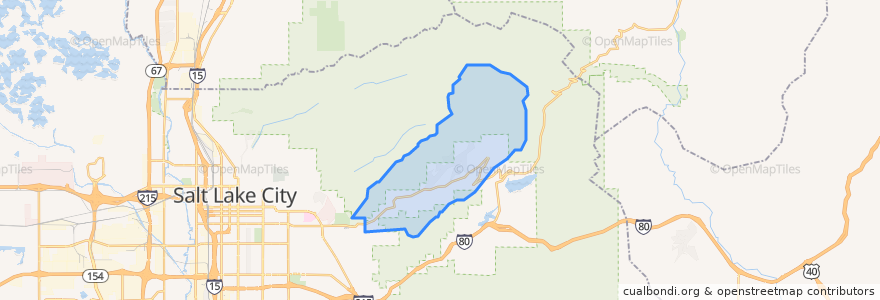 Mapa de ubicacion de Emigration Canyon.