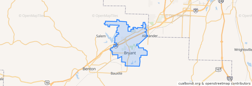 Mapa de ubicacion de Bryant.