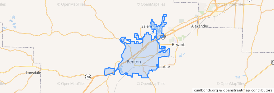 Mapa de ubicacion de Benton.