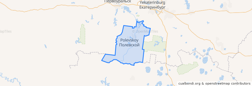 Mapa de ubicacion de Полевской городской округ.