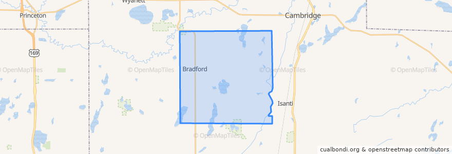 Mapa de ubicacion de Bradford Township.