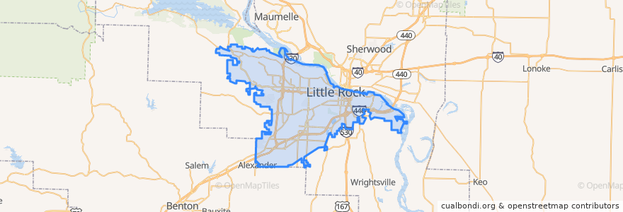 Mapa de ubicacion de Little Rock.