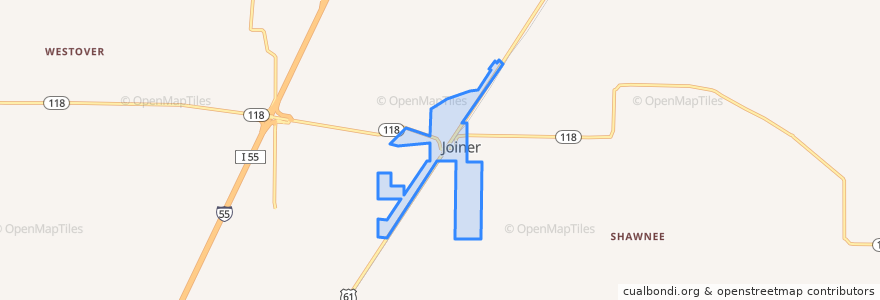 Mapa de ubicacion de Joiner.