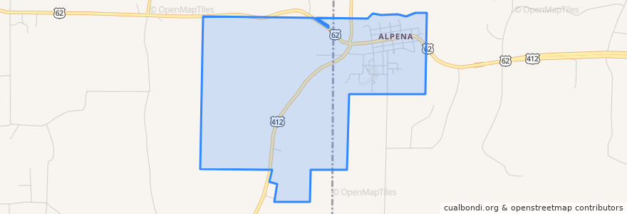 Mapa de ubicacion de Alpena.