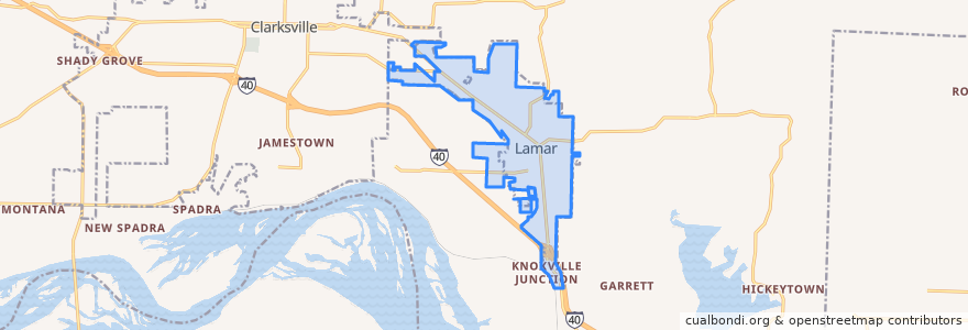 Mapa de ubicacion de Lamar.