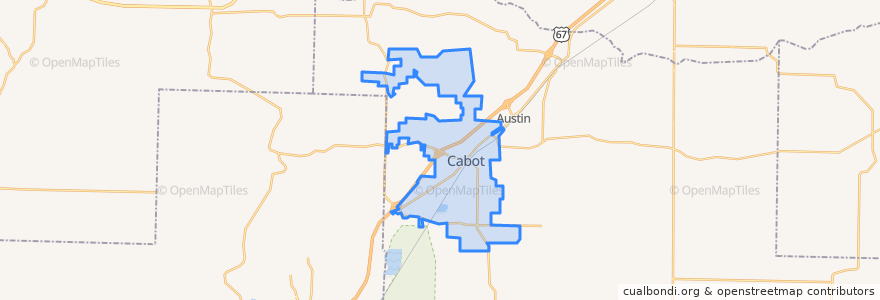 Mapa de ubicacion de Cabot.