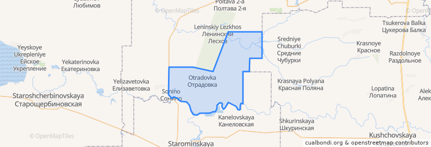 Mapa de ubicacion de Отрадовское сельское поселение.